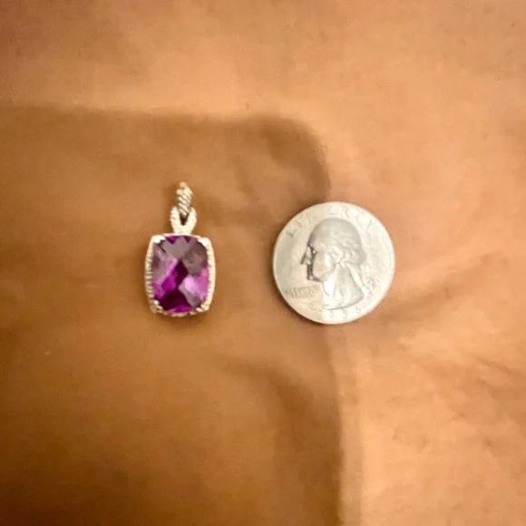 Amethyst & Diamond Halo Pendant